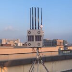 Keda drone jamming system on tripod installed on a rooftop