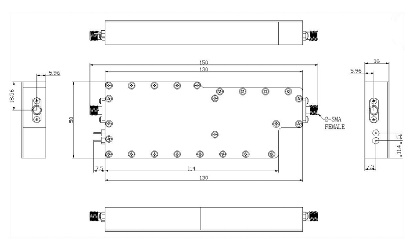 Outline drawing of Keda - mm drone jamming module