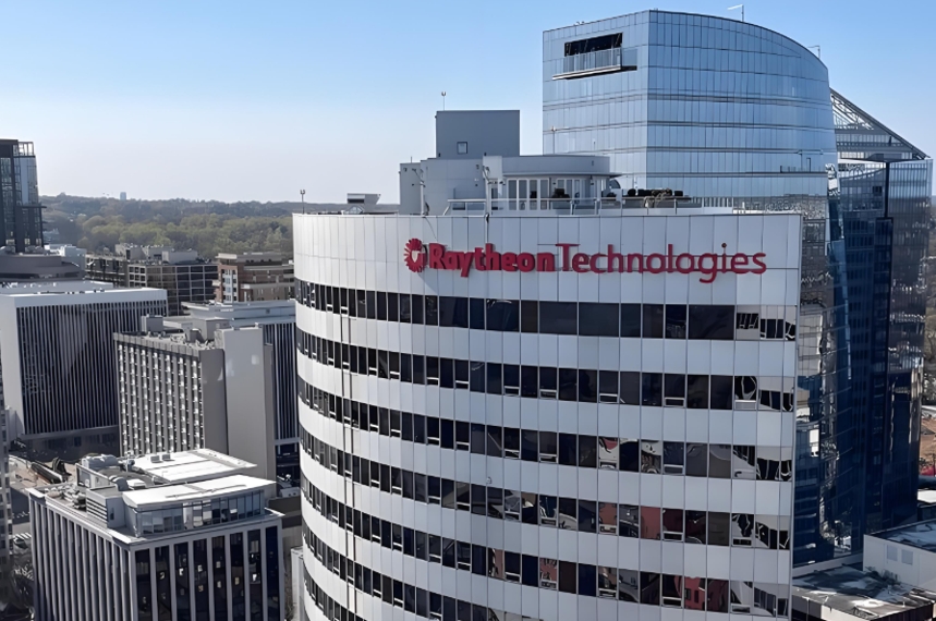 Офисное здание Raytheon Technologies вид с воздуха для обороны - аэрокосмической корпоративный поиск